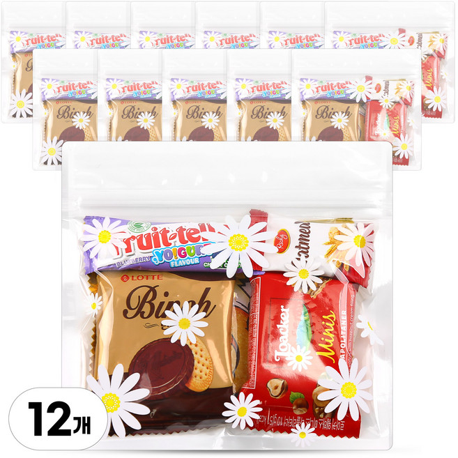 미니 소포장 과자 답례품 세트 간식 꾸러미, 12개, 5종