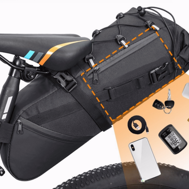 10L 대용량 자전거 방수 안장 가방 라이딩 장비 뒷좌석 가방, 1개, 블랙A