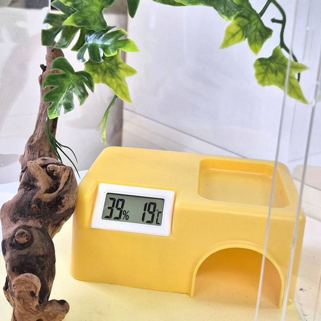 렙타일아크 파충류 온습도계 도마뱀 크레스티드게코 은신처 레오파드게코 납테일 게코 은신처 사육장 용품, 옐로우