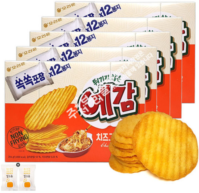 오리온 예감 치즈그라탕맛(12봉지) x 5통(+밀크츄 2개포함), 5개, 204g