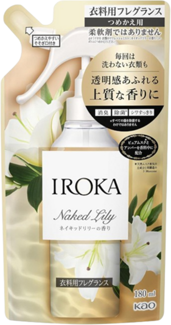 카오 IROKA 이오카 미스트 네이키드 릴리 프레그랑스 리필 180ml 의류 향수, 2개