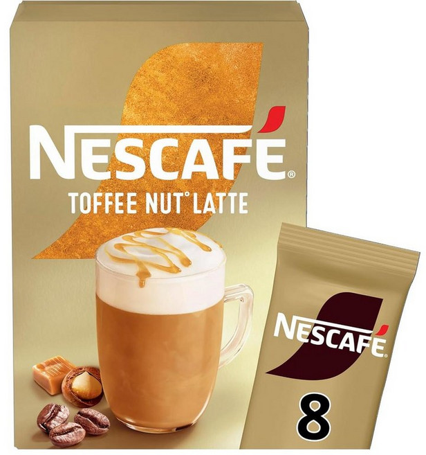 프랑스 네스카페 Nescafe Toffee Nut Latte 토피 넛 라떼 인스턴트 커피 스틱형 8개입, 2개, 1개입, 148.8g