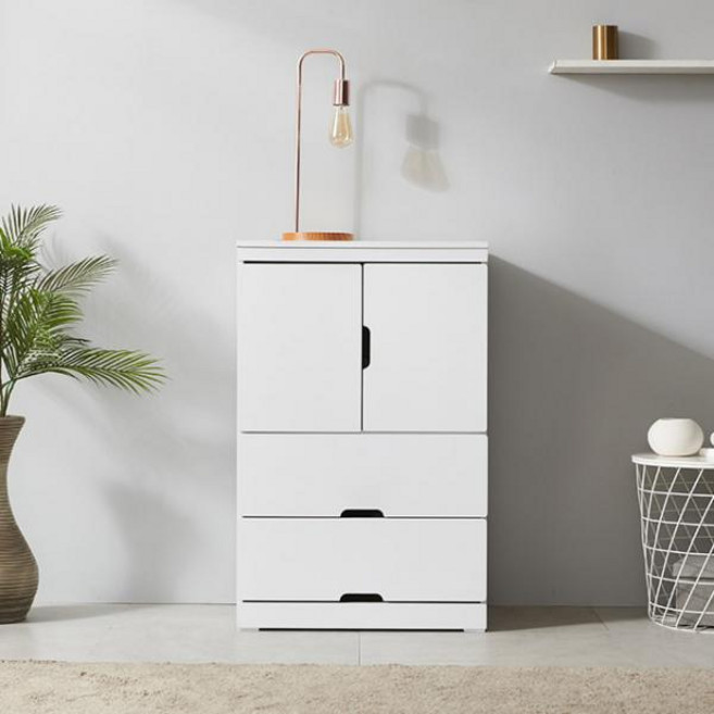 600 2단서랍 양문도어 수납장 안방 거실 서재, 화이트