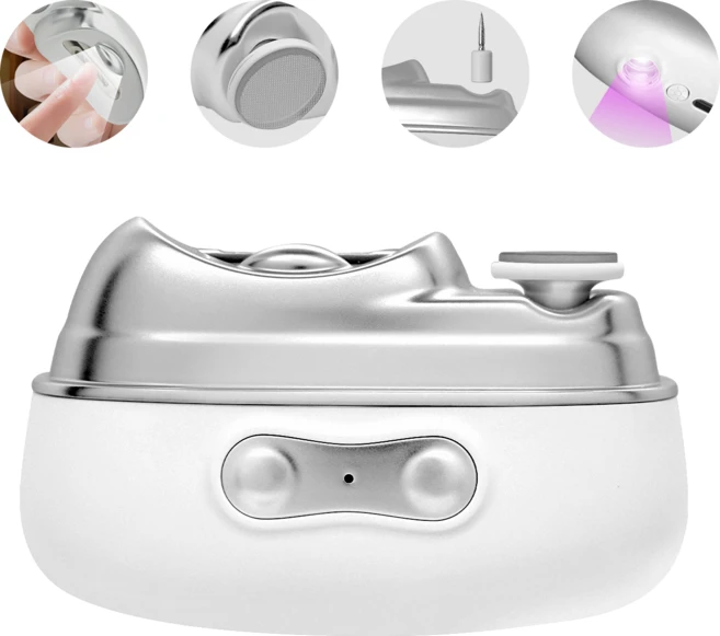 4in1 무선 멀티 자동 손톱깎이 충전식 전동 손톱깎이 화이트, 1개, white/silver - 쿠팡
