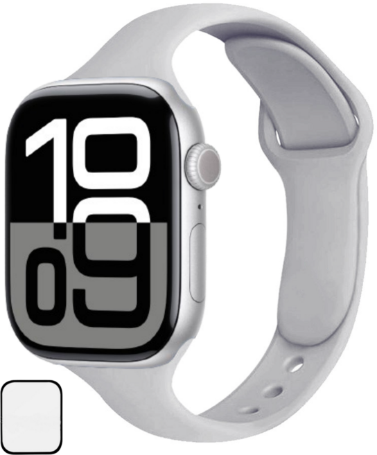 NUBASE 애플워치 호환 슬림 더블 단추 실리콘 스트랩, 그레이