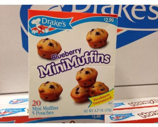 드레이크 블루베리 미니 머핀 1박스 20개 머핀 (3개 팩) Drakes Blueberry Mini Muffins 1 box 20 Muffins (3 Pack), 1개, 1.36kg