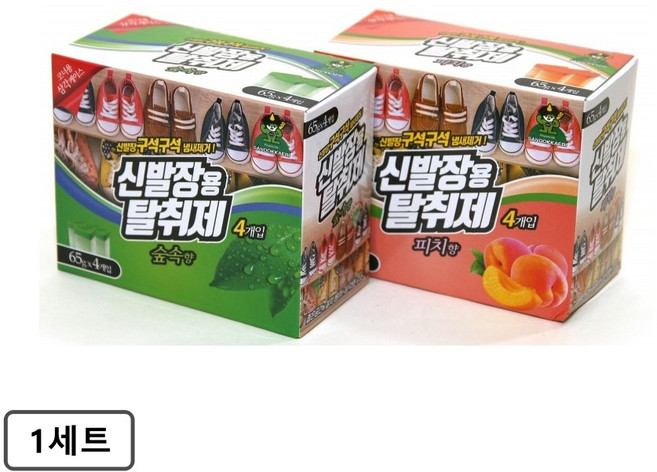 산도깨비 신발장용 탈취제(숲속향 65gx4개+피치향 65gx4개), 520g, 1세트