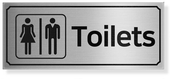 고급스러운 스틸 재질 화장실 부착형 안내 표지판, 1개, 남여공용