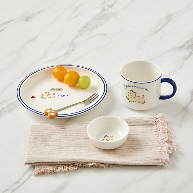 모던하우스 봉쥬르두부 브런치 세트, 접시 + 머그컵 + 소스볼, 1개, 혼합색상