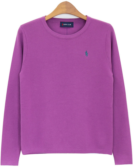 라파클럽 여성 라운드넥 심플 스판 긴팔 니트 스웨터