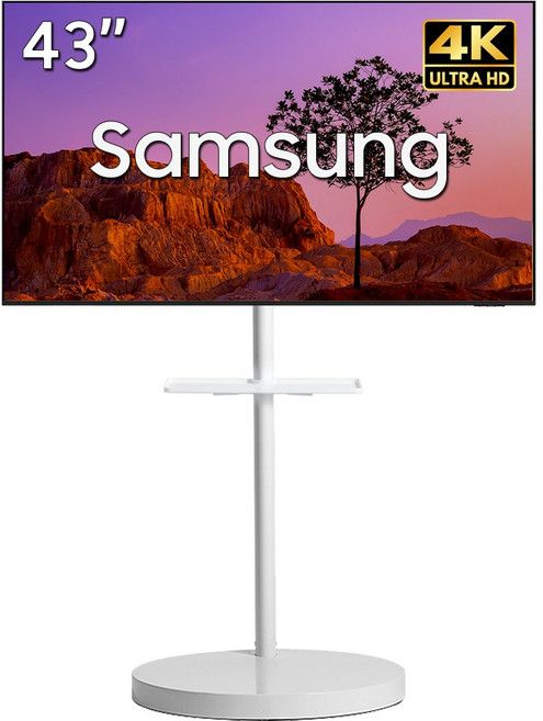 삼성전자 무빙스타일 BE-H 4K UHD 스마트 사이니지 TV 라이트 이동식 스탠드 거치대 패키지, 방문설치, 이동형 스탠드, 선반O, 107.9cm(43인치)