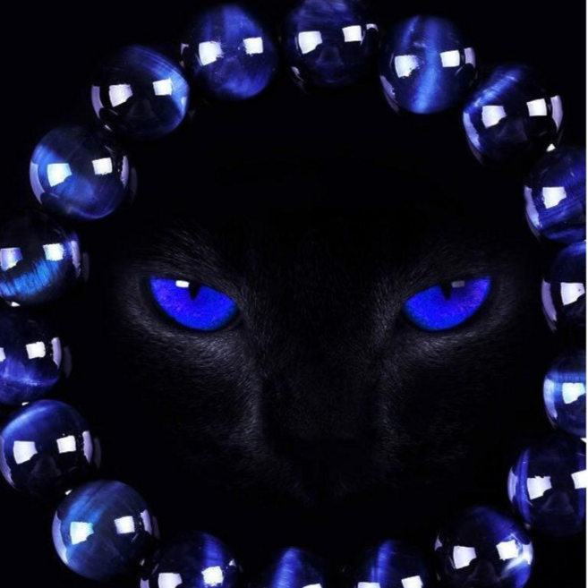 뚱보 흑청 호안석 염주 팔찌