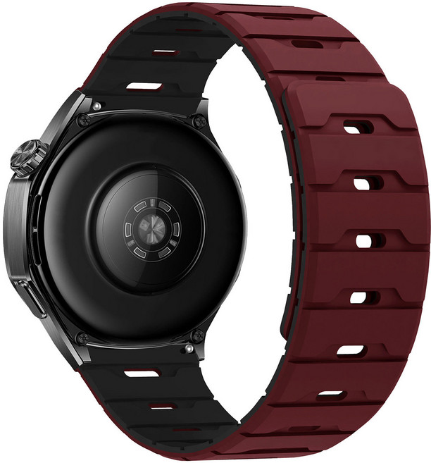 운장수트레이딩 갤럭시워치 호환 자석형 실리콘 마그네틱 스트랩 20mm 22mm, 와인 /블랙