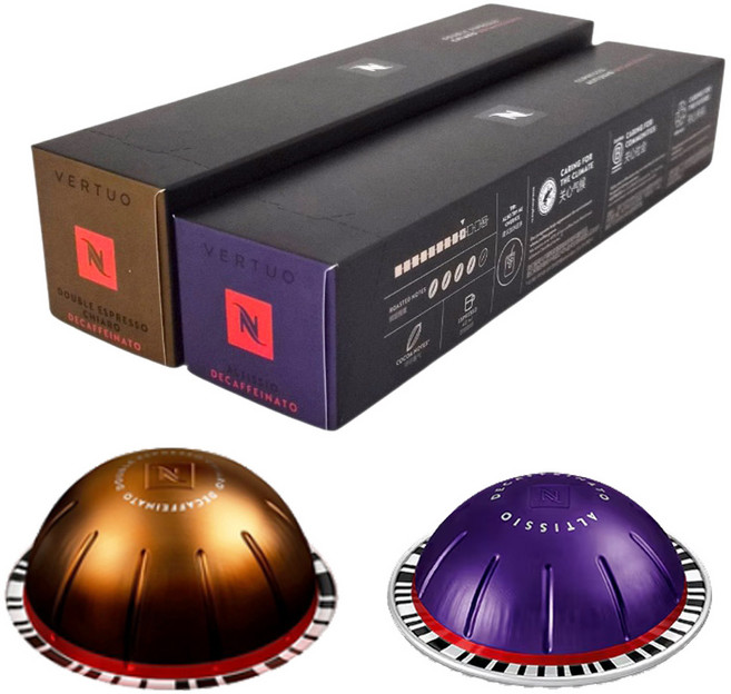 [버츄오 디카페인 에스프레소] 네스프레소 캡슐커피 (알티시오 코코아 강한로스팅향 & 키아로 우디 구운곡물향) 머신세정제 증정, 1세트, 1개입, 170g