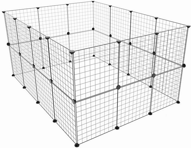 반려동물 강아지 울타리 펜스 조립식 철망 토끼집, 1세트, 격자 블랙
