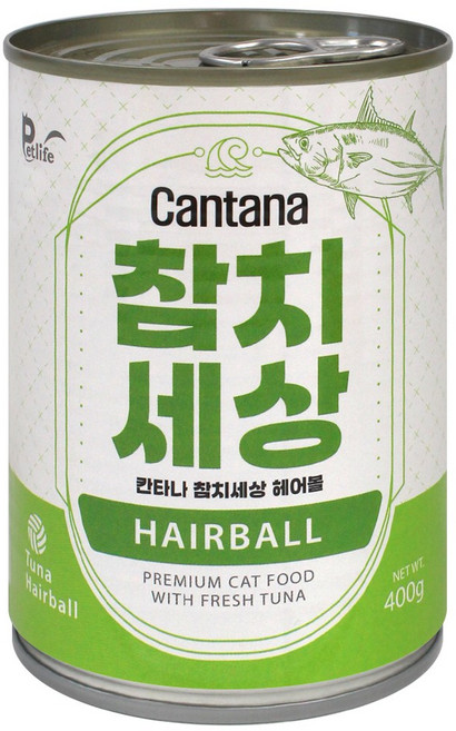 칸타나 참치세상 400g 대용량 고양이간식 고양이캔, 12개, 헤어볼