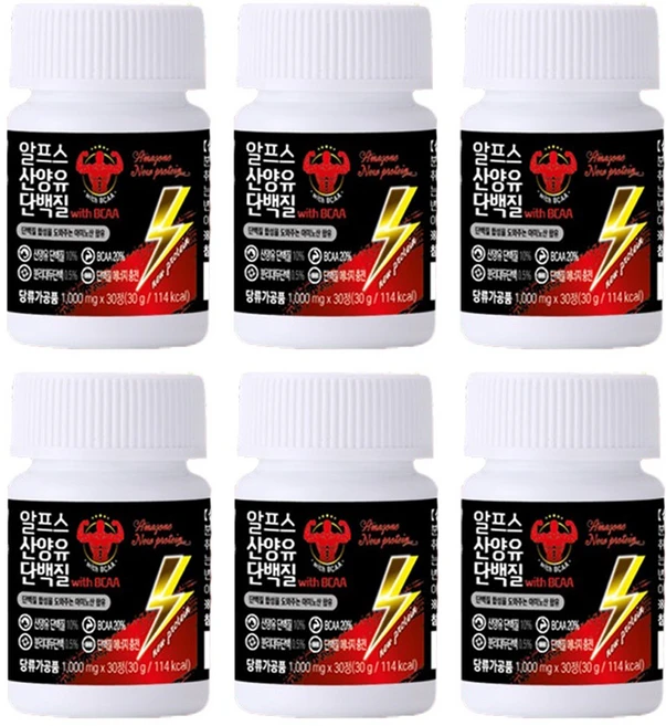 아마존 뉴프로틴 알프스 산양유단백질 1000mg BCAA 단백질 에너지 충전, 6개, 30정 - 쿠팡