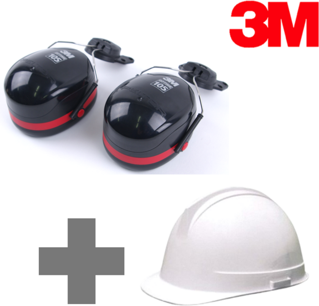 3M 안전모귀덮개 세트 H10P3E(안전모 포함) 안전모부착형 방음 소음방지 청력보호 소음차단 작업용, 1개