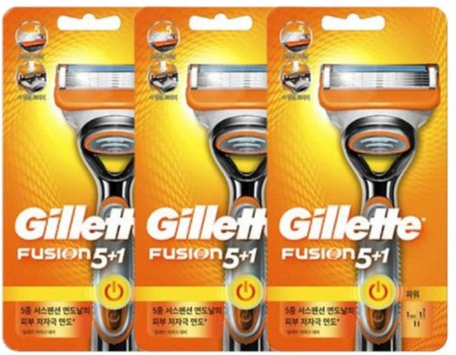질레트 퓨전 파워 면도기, 3개