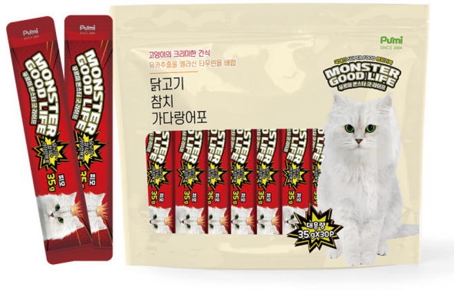 몬스터 굿라이프 고양이간식 고양이츄르 입 참치맛, 혼합맛(닭고기/참치/가다랑어포), 35g, 30개