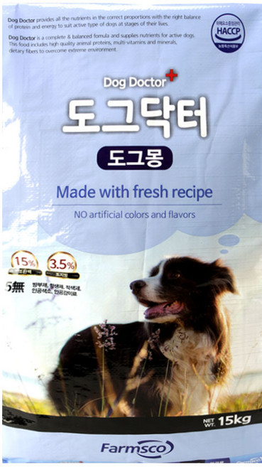 도그닥터 성견용 팜스코 도그몽 반려견 사료, 닭, 15kg, 1개