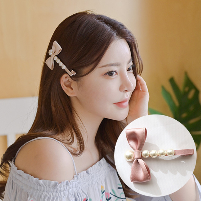 MISS21 래이마 리본 진주 악어핀 헤어핀 머리핀 (hp1645)