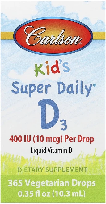 Carlson 키즈 Super Daily® D3 10mcg(400IU) 10.3ml(0.35fl oz), Carlson키즈SuperDailyD310mcg400I - 쿠팡