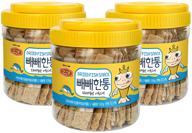 머거본 빼빼한통 오리지널맛 어포스낵, 120g, 3개