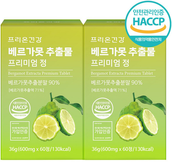 프리온건강 베르가못 폴리페놀 추출물 프리미엄 600mg 120정 4개월분, 60정, 2개