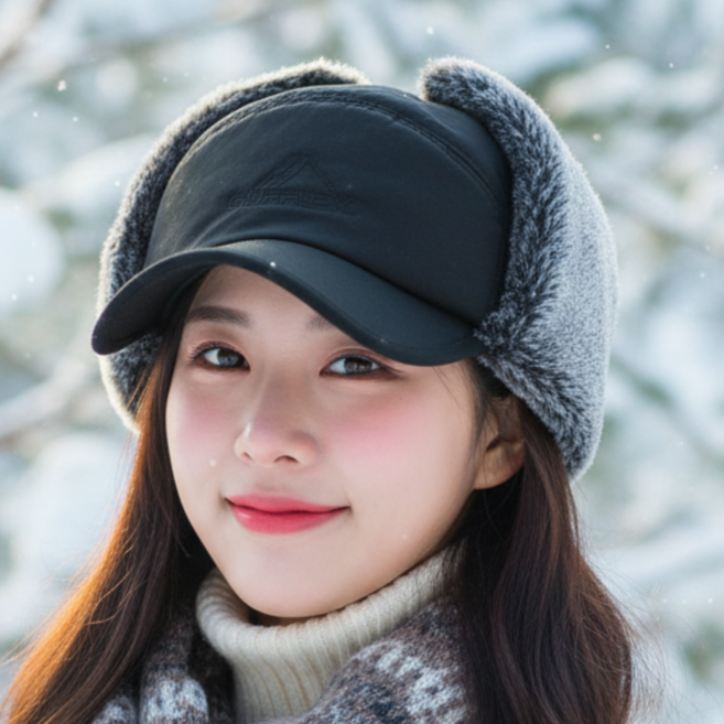 쇼쿠리 남여공용 프리미엄 털안감 귀달이 마스크 방한모자