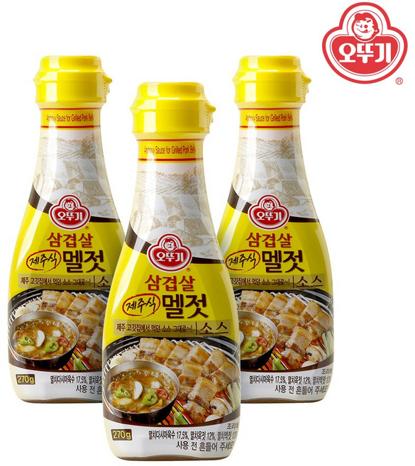 오뚜기 삼겹살 제주식 멜젓 소스, 270g, 3개