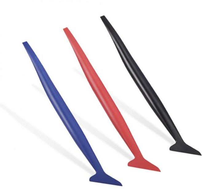 GLSOWEE 3PCS 자동차 마이크로 스퀴지 커브 슬롯 틴트 도구 세트 자동 비닐 랩 도구 키트 자동차 랩의 경도가 다른 유연한 비닐 어플리케이터 도구 3 in 1 창문 틴팅, Black+Red+Blue