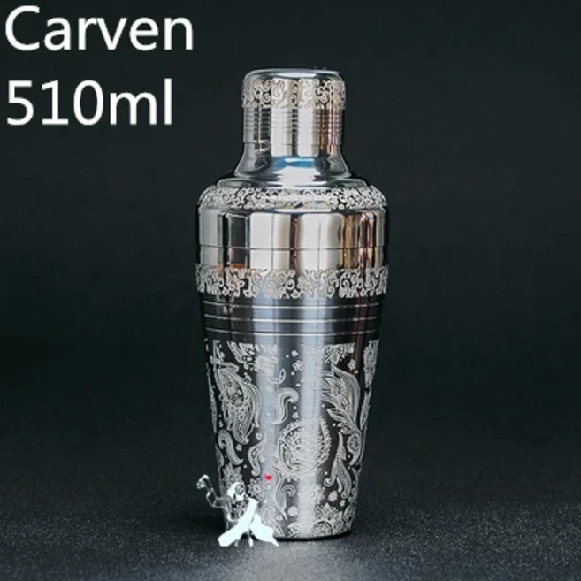 호환 550ml/850ml 전문 바텐더 맞춤 각인 스테인리스 스틸 칵테일 셰이커 보스턴 도구, 13 Engraving F