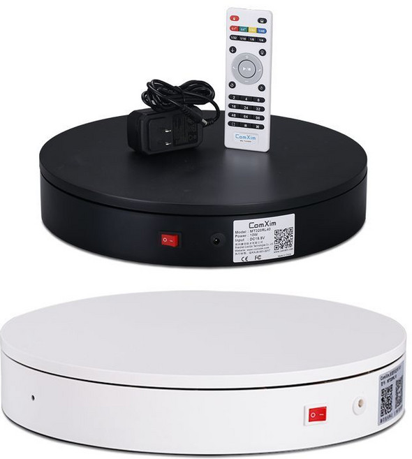 자동회전판 촬영용 제품사진 360도 소품 턴테이블, 25cm 건전지 정속 30초 15kg화이트, 1개