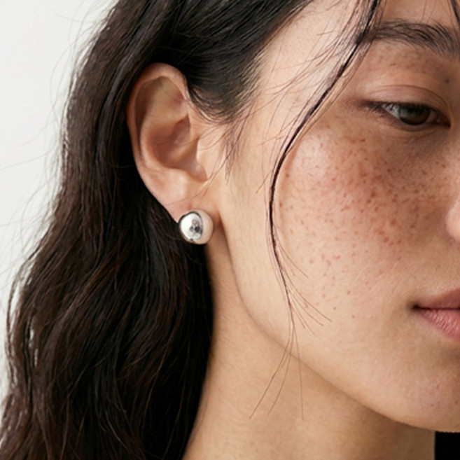 925 실버 볼 귀걸이 18K도금 원터치 미니 볼드 데일리 여성 이어링
