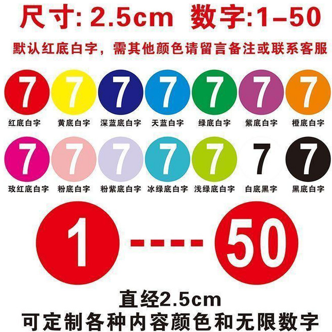 PVC防水數字貼紙 號碼牌, 1個
