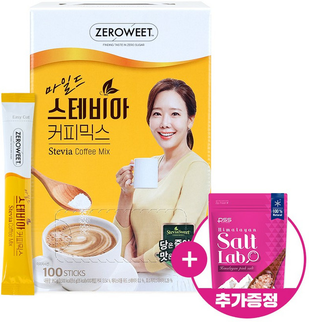 [본사직영] 펄세스 마일드 스테비아 커피믹스 100T + 핑크솔트 증정, 100개, 1