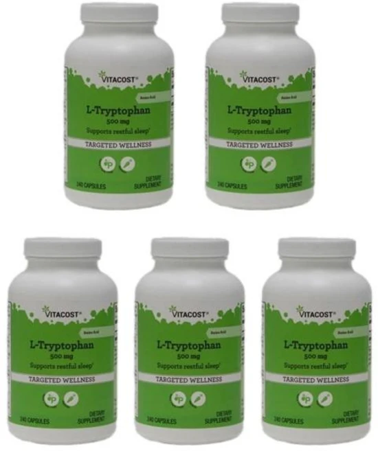 비타코스트 L-트립토판 500mg 캡슐 240정, 5개 - 쿠팡