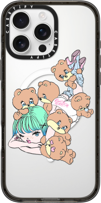케이스티파이 CASETiFY 아이폰 16 프로 맥스 맥세이프 호환 임팩트 케이스 Naughty Bears Club - 글리터 인디고, {Size} {Color} -  블랙, 1