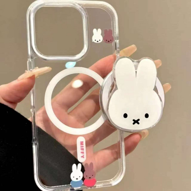 캐릭터 미피 투명 아이폰 케이스 맥세이프 +그립톡 자석업그레이드