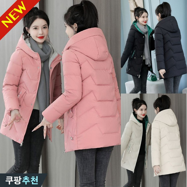 (대박난 추천) 여성 후드집업 하프 패딩 점퍼 겨울 빅사이즈 슬림핏 루즈핏 우아한 부드러운 솜패딩 웰론 패딩 후드 외출 아우터 방한 두꺼운 아이보리 블랙 여자 데일리 패딩 자켓