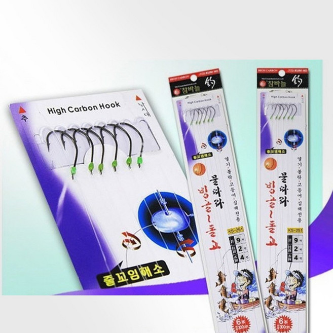 금호조침 KS-251 물따라 빙글돌고 6본 볼락 묶음 바늘 카드 채비 열기 고등어 외줄낚시, 1개
