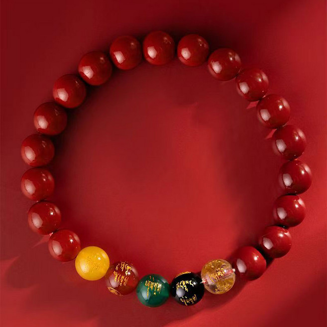 원석 천연 흑요석 팔찌 남자 여자 주사 팔찌 재물운 행운 염주 팔찌 남녀 공용