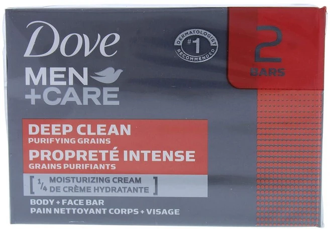 Dove Deep 클린 남성용 바디 및 페이스 바 - 2 x 118.3ml 비누 - 쿠팡