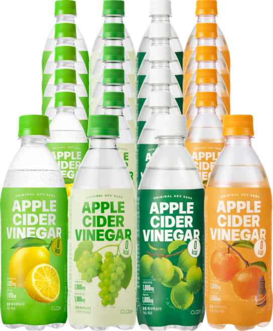 클룹 애사비소다 4종 세트 (레몬+샤인머스캣+매실+감귤), 24개, 500ml