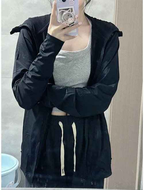 防曬衣女款夏季新款戶外百搭透氣防紫外線冰絲輕薄外套, 1個, 黑色 遮陽lll嗮2XL 建議（131-140斤）