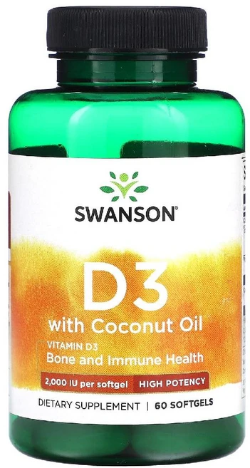 스완슨 비타민D3 코코넛오일 함유 소프트젤 60정, 1개 - 쿠팡