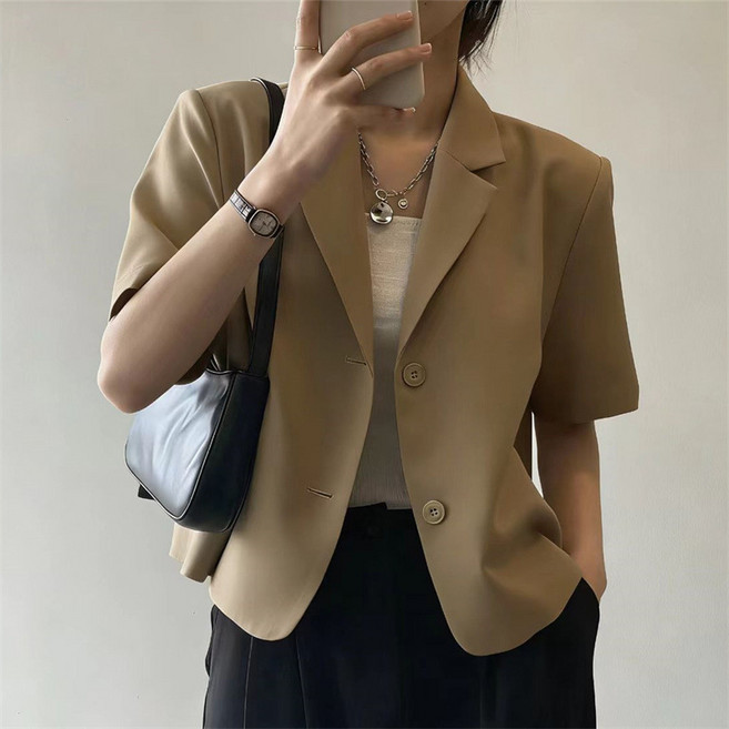 여름 여성 패션 고급 반팔 정장 캐주얼 데일리룩 정장 재킷 코트 루즈핏 빅 사이즈 오피스룩 정장