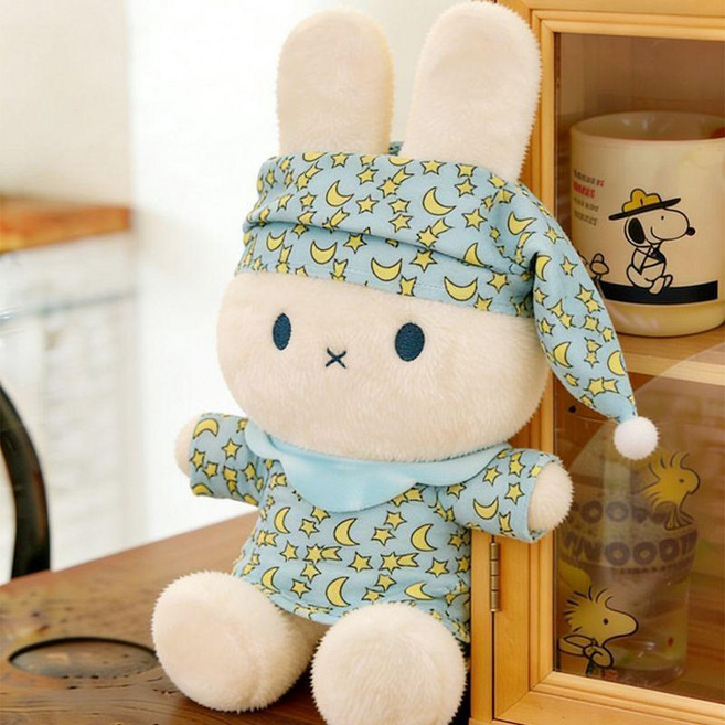 可愛小兔子玩偶抱枕 毛絨玩具 陪睡娃娃 生日禮物, 1個, 睡衣米菲兔,40釐米