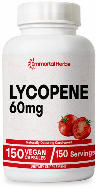 Immortal Herbs 항산화 건강 리코펜 토마토 추출물 60mg 이중 농도 한 보충제, 1개, 150정